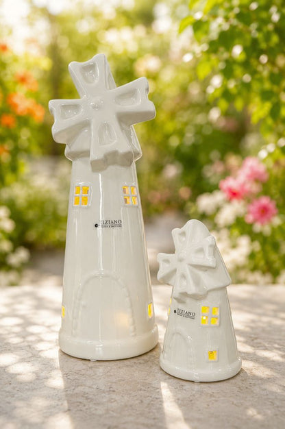 Windmühle Resina LED creme-weiß