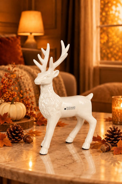 Deko Hirsch Robin stehend creme