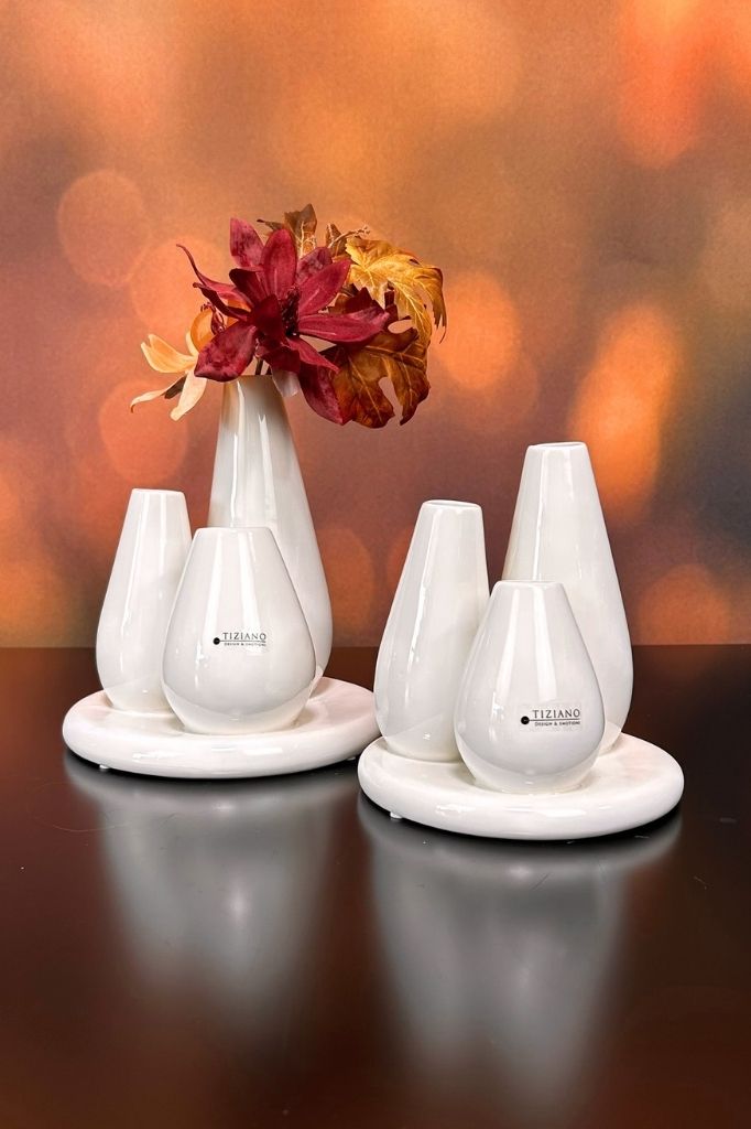 3er Multivase Rosalia creme-weiß