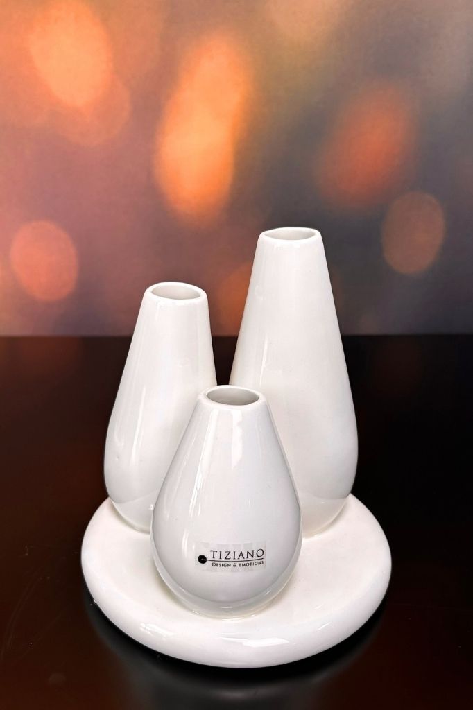 3er Multivase Rosalia creme-weiß