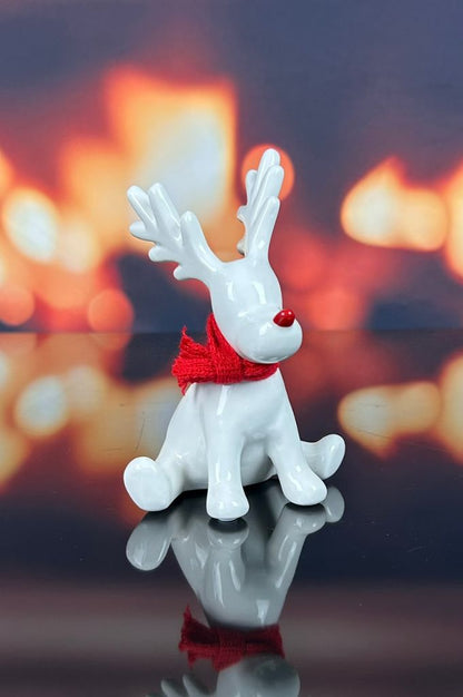 Deko Rentier Rudolph sitzend creme-weiß