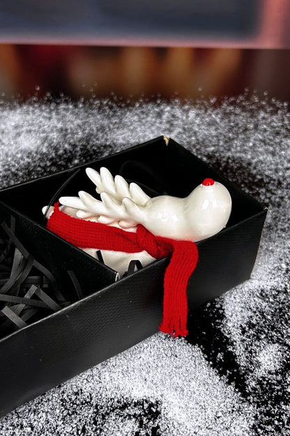 3er Set Rentier Rudolph 12cm creme-weiß mit Schal