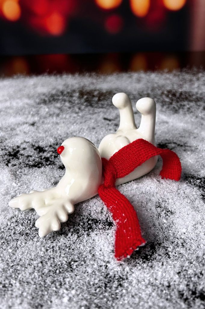 3er Set Rentier Rudolph 9cm creme-weiß mit Schal