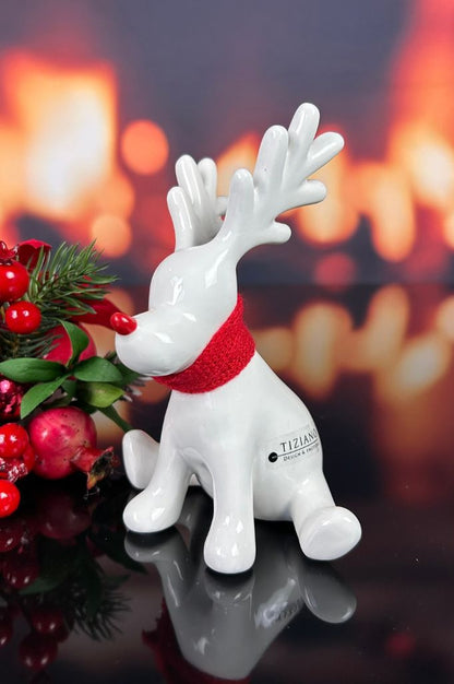 Deko Rentier Rudolph sitzend creme-weiß