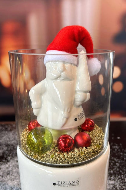 Dekoset Windlicht Bellagio mit Santa Sam und Mütze