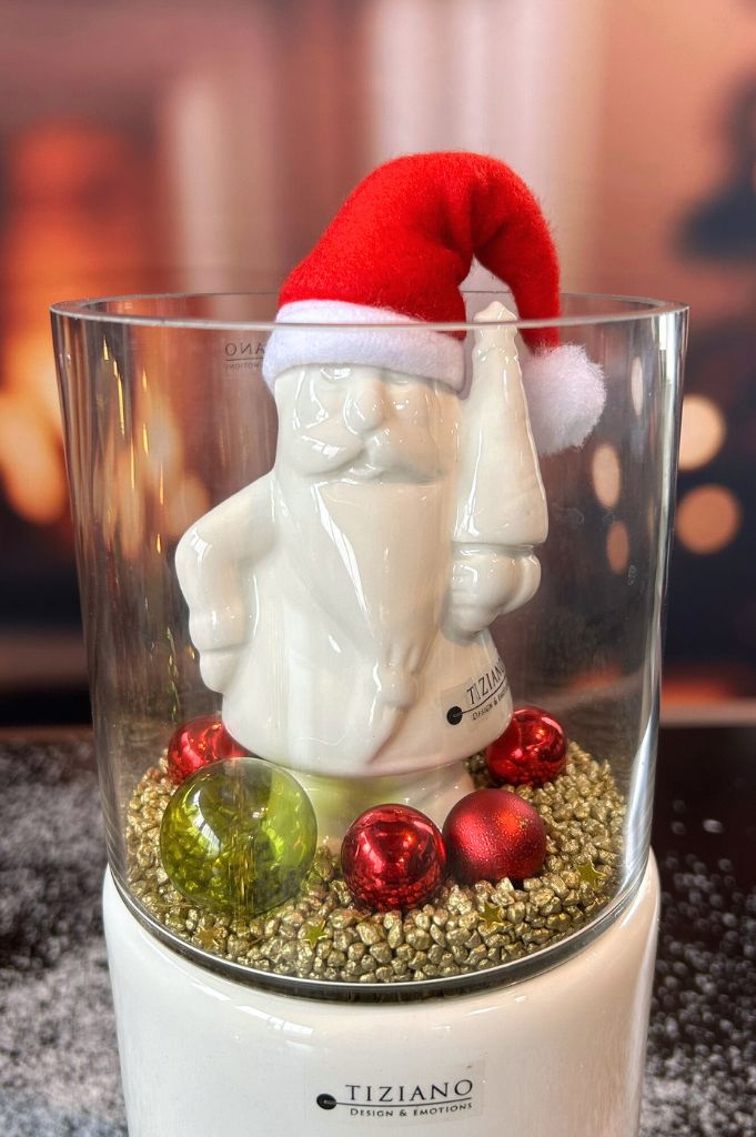 Dekoset Windlicht Bellagio mit Santa Sam und Mütze