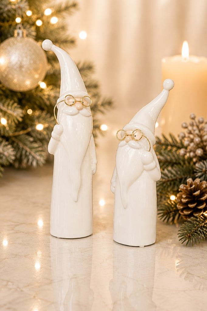 Deko Santa Sergio mit Brille creme-weiß