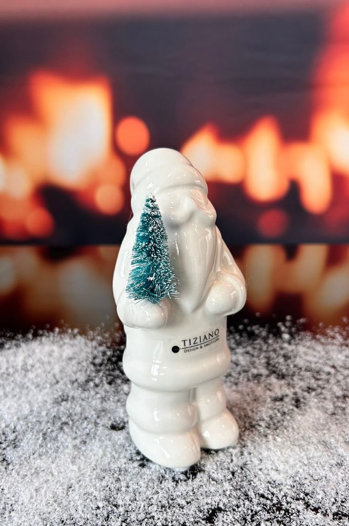 Deko Santa Babbo mit Baum creme-weiß