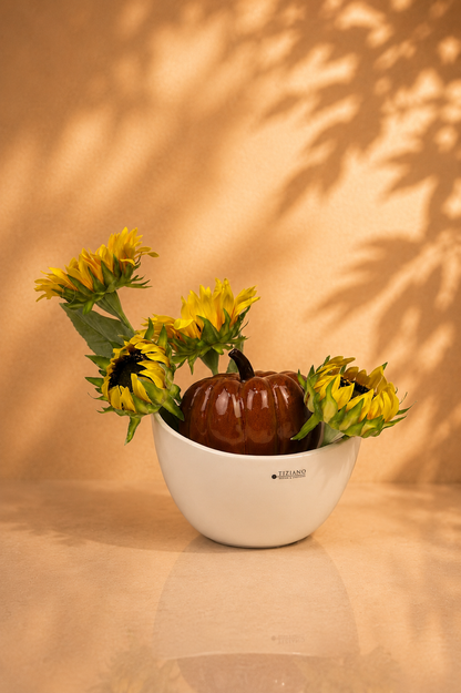 Dekoset Schale Arco mit Herbstkürbis und Sonnenblumen