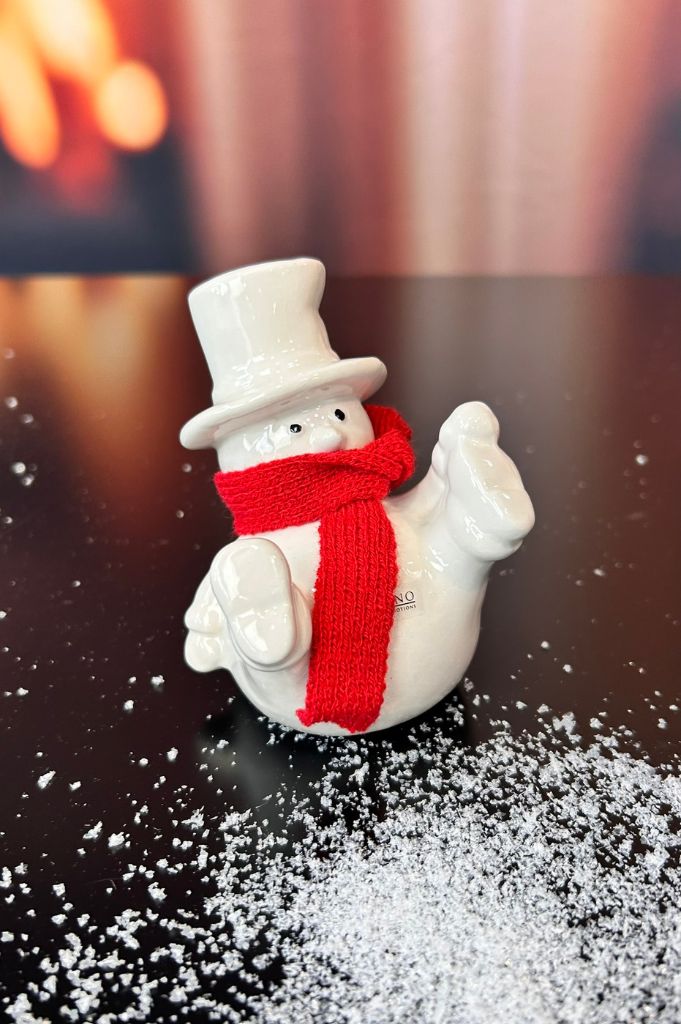 Deko Schneemann Carlo mit rotem Schal