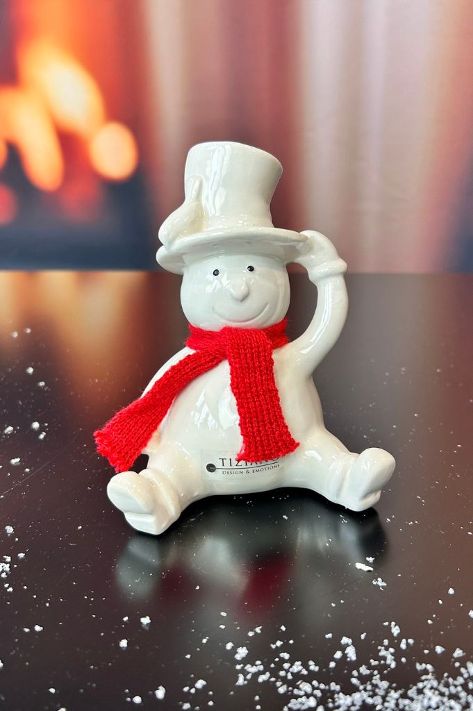 Deko Schneemann Carlo mit rotem Schal