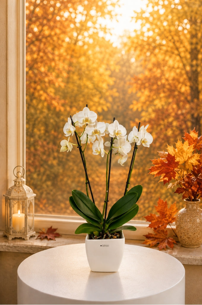 Orchideenkübel Siena 14cm creme-weiß