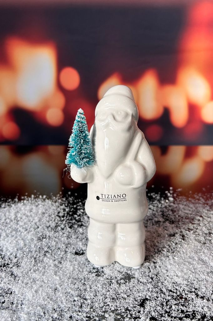 Deko Santa Babbo mit Baum creme-weiß