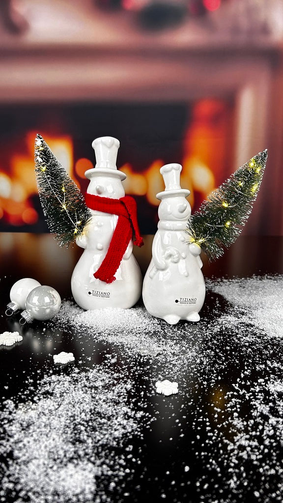 Deko Schneemann Sören LED mit rotem Schal