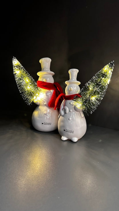 Deko Schneemann Sören LED mit rotem Schal