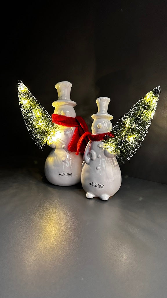 Deko Schneemann Sören LED mit rotem Schal