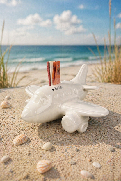 Spardose Flugzeug Soldo 13cm creme