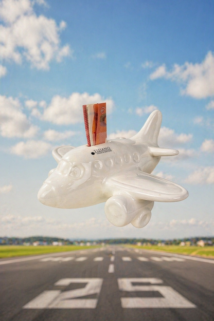 Spardose Flugzeug Soldo 13cm creme