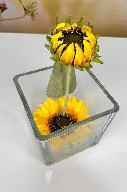 Dekoset Glas Alone mit Maus Topo + Sonnenblume