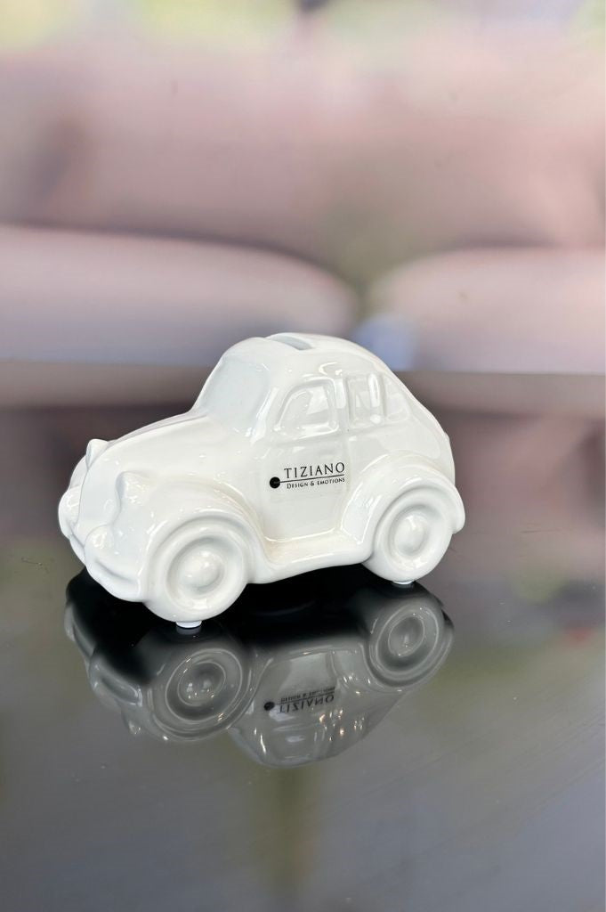 J24 Deko Spardose Auto Chevi creme-weiß