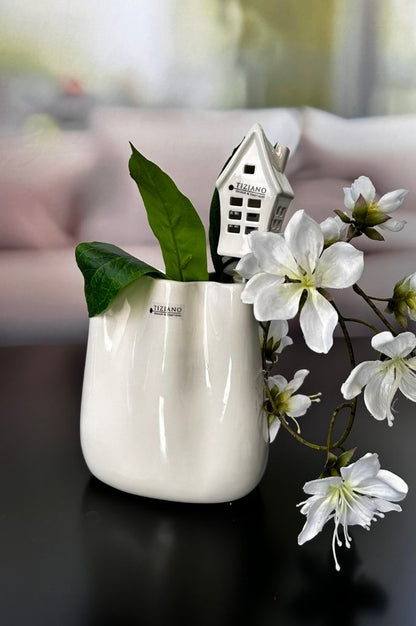 Stecker Minihäuser creme-weiß