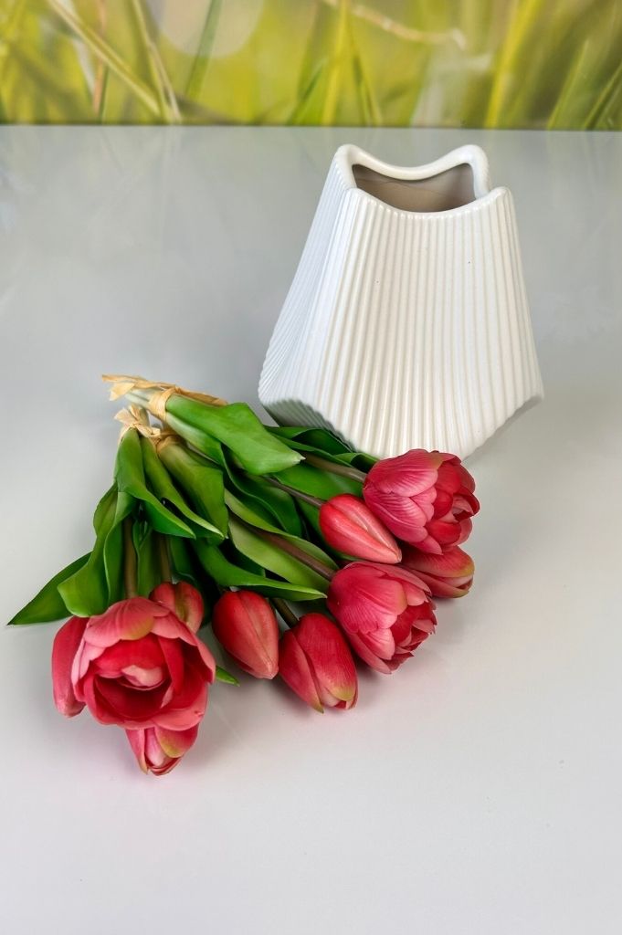 Vase Stripes 18cm creme-weiß & schwarz