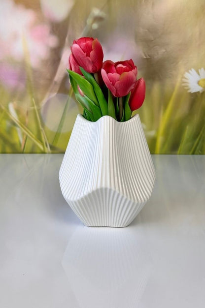 Vase Stripes 18cm creme-weiß & schwarz