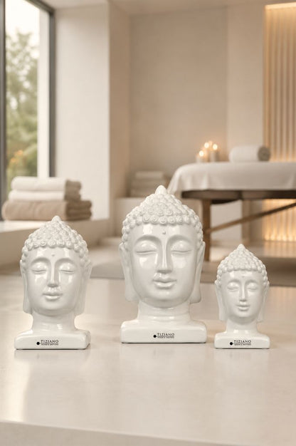 Buddha Kopf Sumana creme-weiß