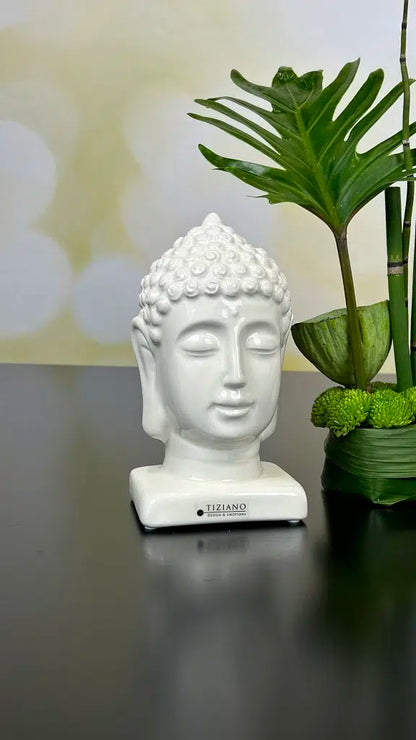 Buddha Kopf Sumana creme-weiß