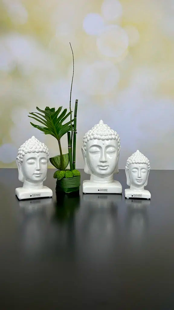 Buddha Kopf Sumana creme-weiß