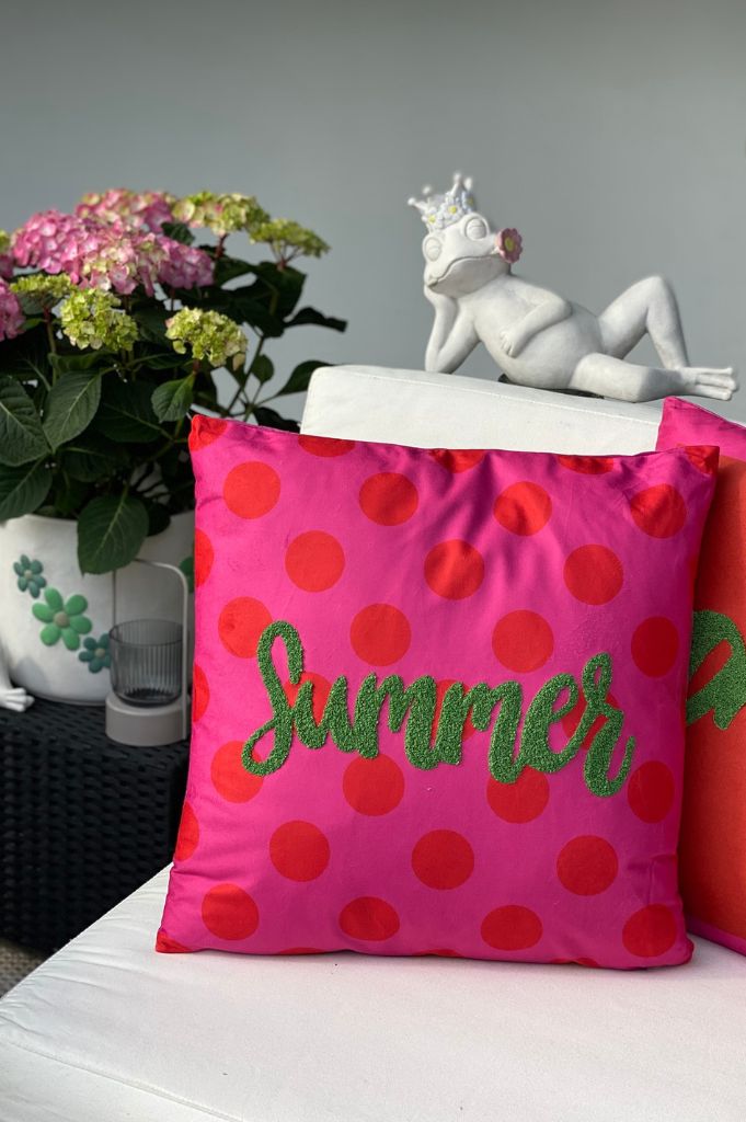 Deko Samtkissen beflockt 45cm mit Botschaft Summer