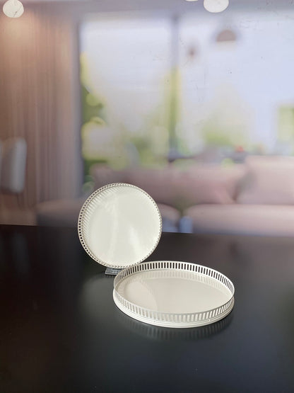 2er Set Metallschale Canneto creme 20+25cm