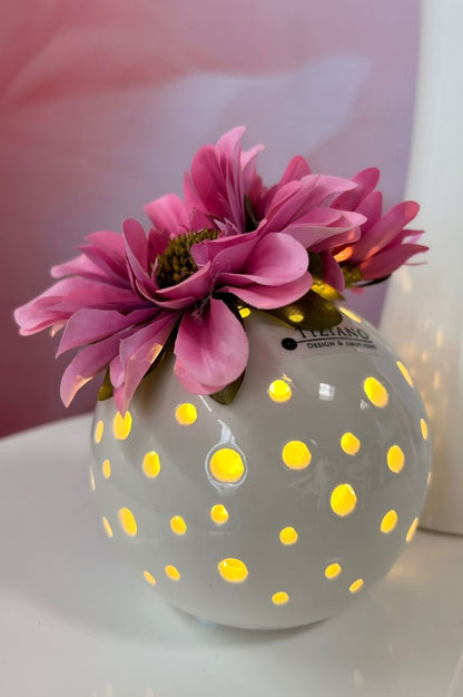 Dekoset Lichtkugel Padova creme-weiß 10cm mit Zinnie