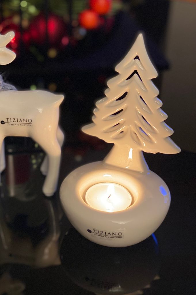 Dekoset Winterwald mit Joya Teelicht creme-weiß