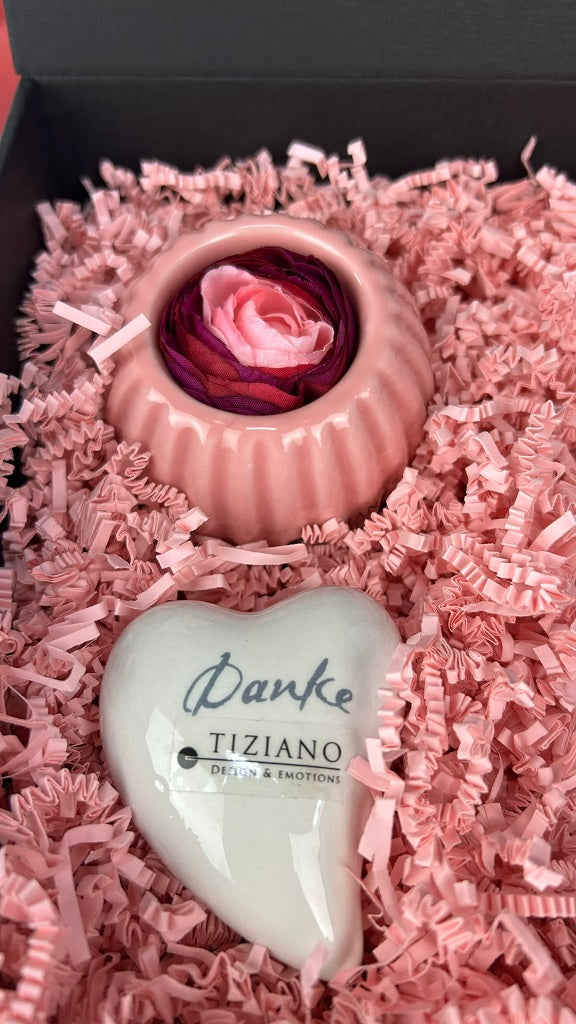 Geschenkbox Paar Senora mit Dekoherz " Danke" und Prisma