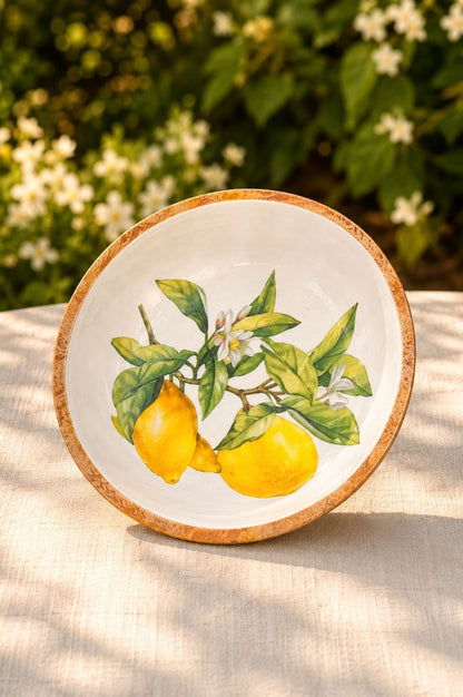 Teller Mango-Holz mit Zitronendekor 20cm