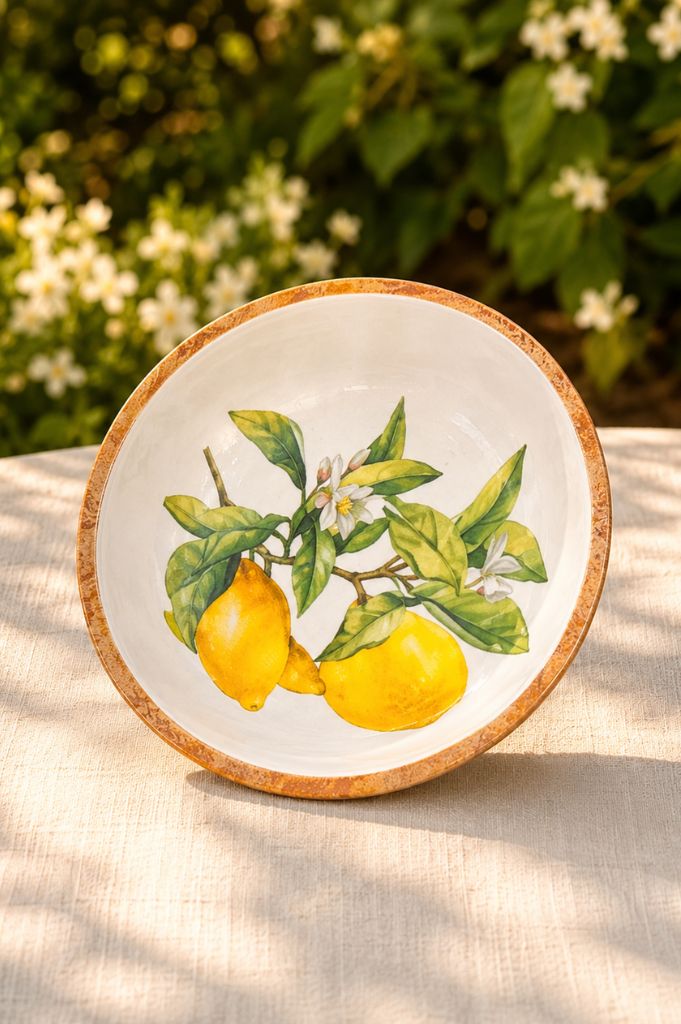 Teller Mango-Holz mit Zitronendekor 20cm