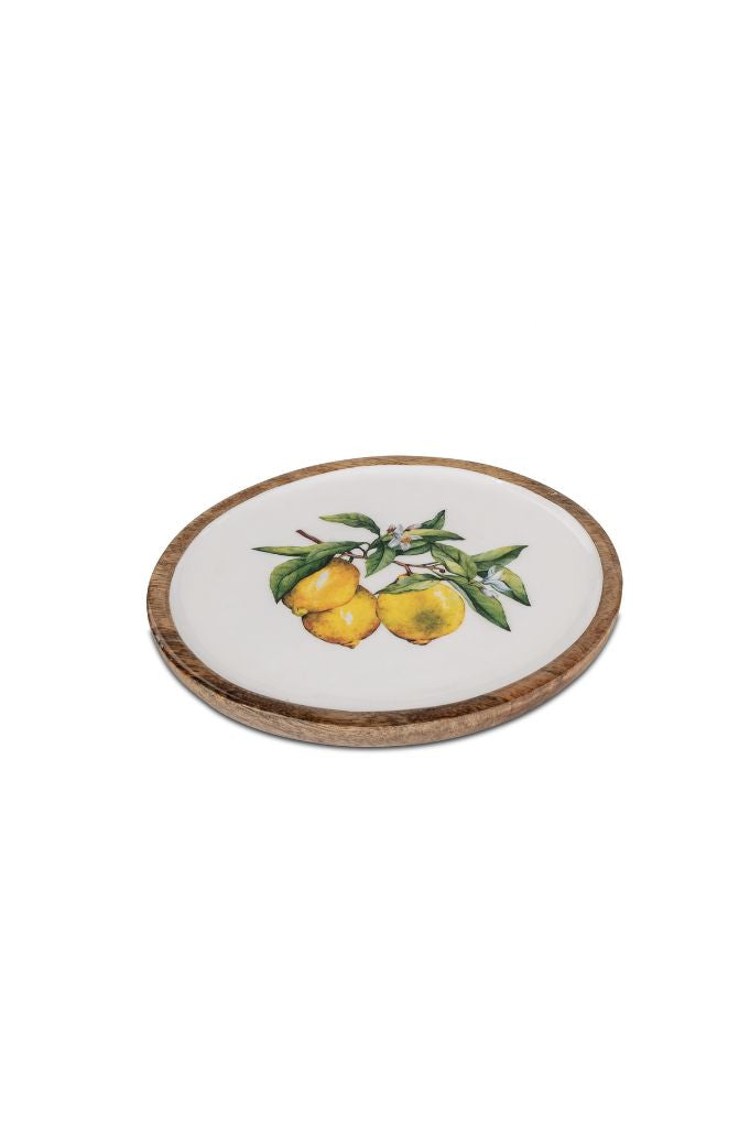 Teller Mango-Holz mit Zitronendekor 20cm