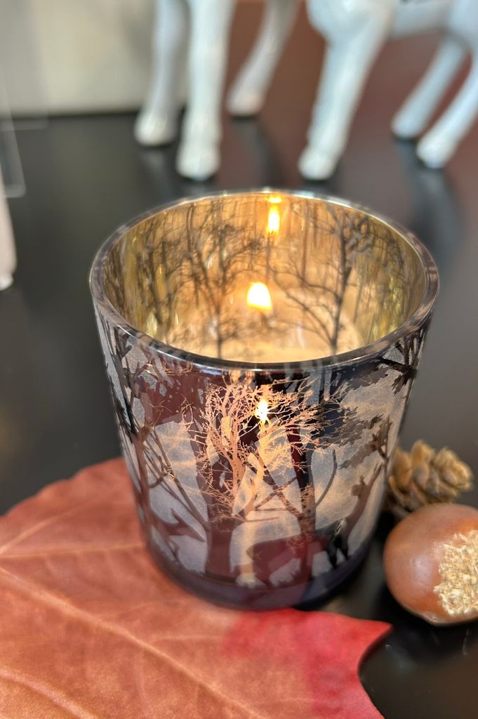 Deko Glas Windlicht 8cm Waldzauber
