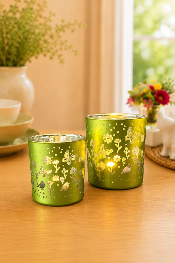 Tischlicht Polline mit Blumen grün