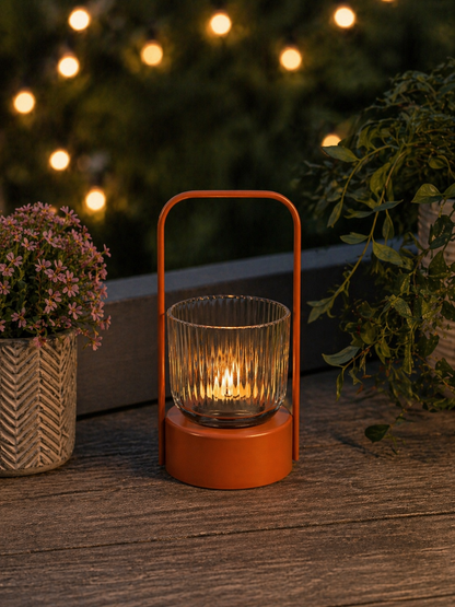 Tischwindlicht 20cm orange-rost