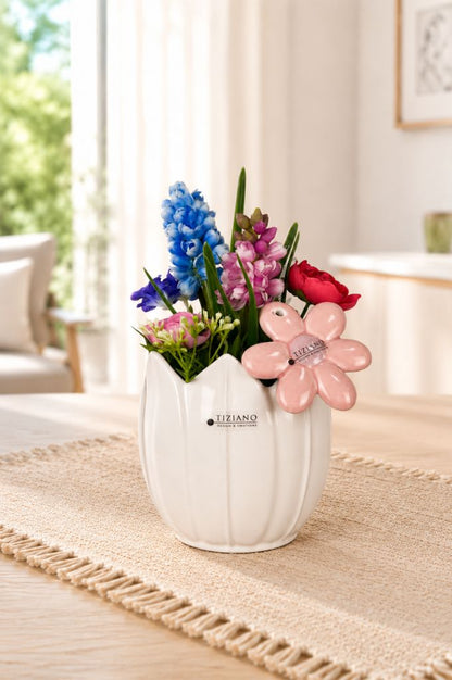 Dekoset Kübel Tolina+Blumen+Hänger Blume Piana rosa
