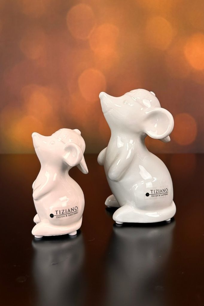 Deko Maus Topo mit Mütze creme-weiß
