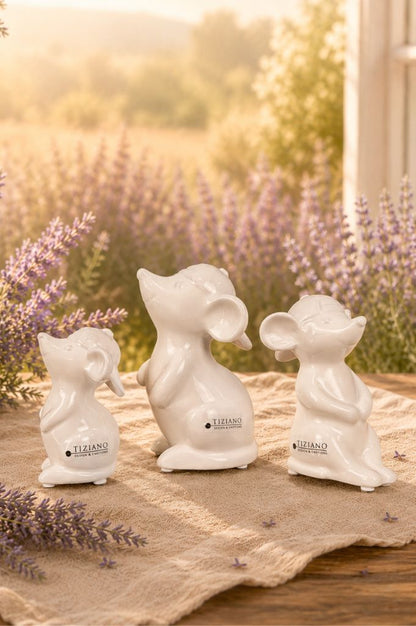 Deko Maus Topo mit Mütze creme-weiß