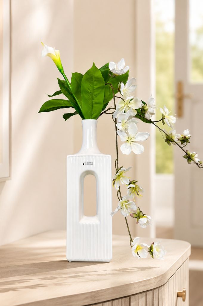 Vase Torino 40cm creme-weiß