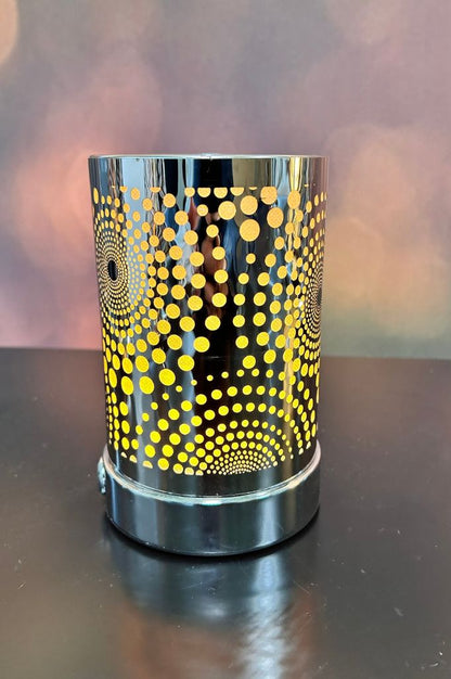 Deko Lampe Touch rund 16cm Kreise silber