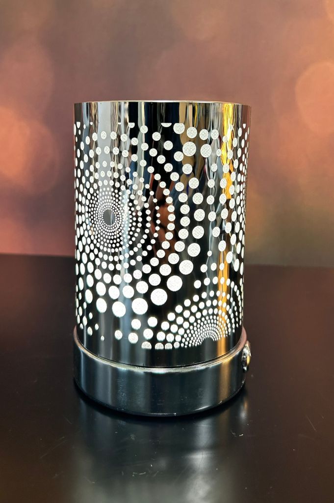 Deko Lampe Touch rund 16cm Kreise silber