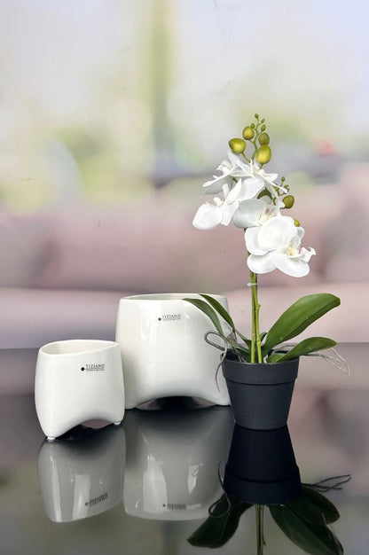 Kübel Triangolo creme-weiß