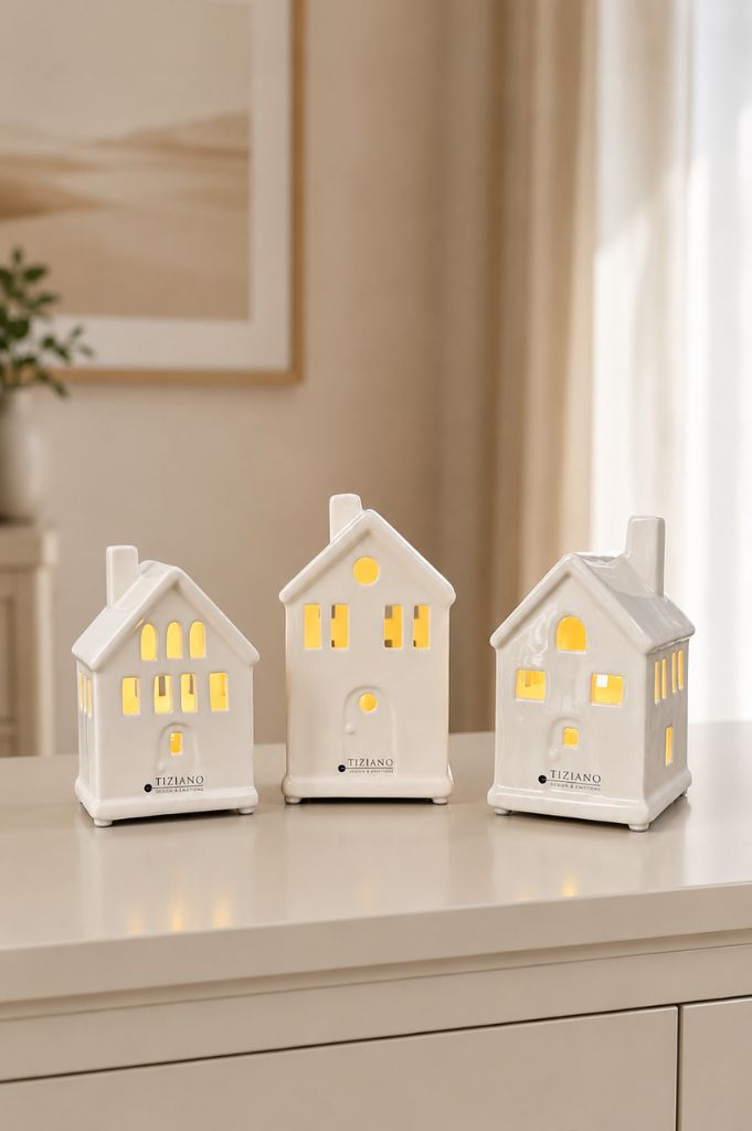 LED Haus Tribano creme-weiß