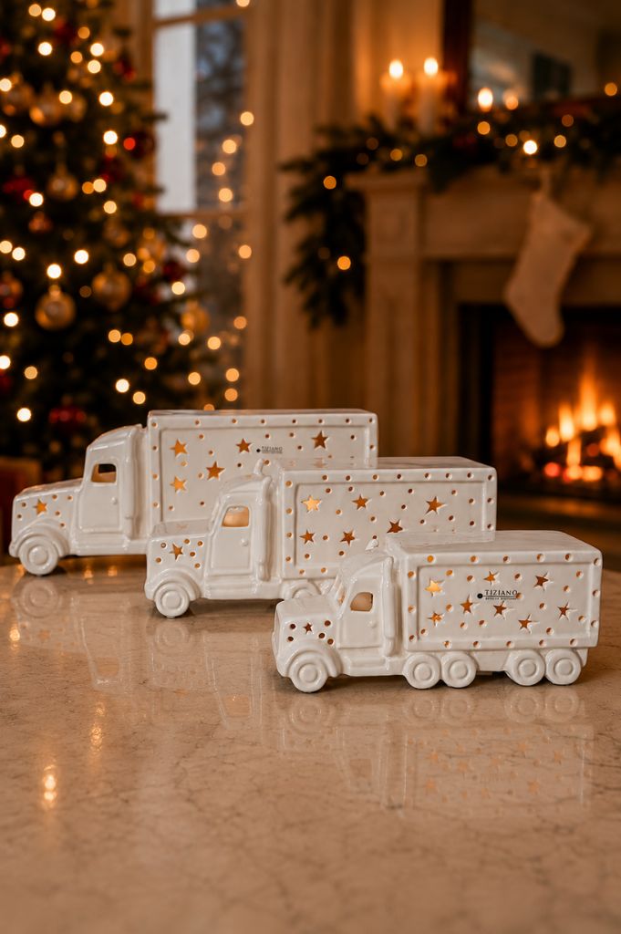 Deko Tiziano Truck LED creme-weiß